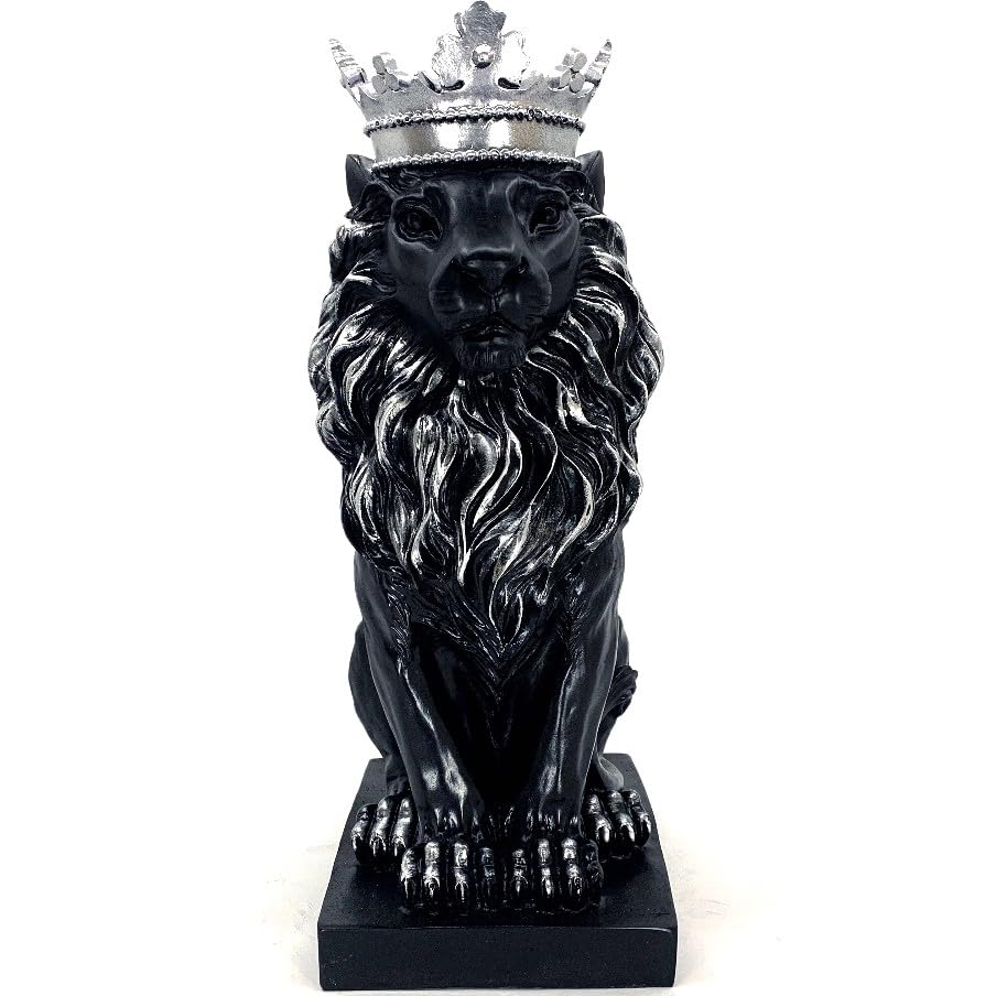 Regal Lion Statue With Crown, Crowned Lion Sculpture, Royal Jungle King Figurine, Royal Themed Home Decor, Lion Crown Figurine, Lion Crown Sculpture, Lion Crown Decor