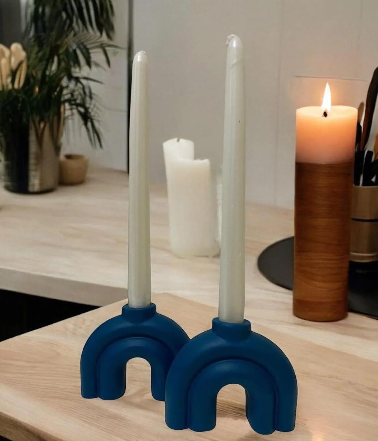 Kerzenständer im Vintage-Stil, Kerzenständer aus Keramik, handgefertigter Kerzenständer, kleiner Kerzenständer, Kerzenständer