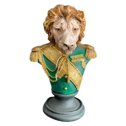 Royal Lion Statue Bust in Military Uniform, Lion Bust Sculpture, Regal Lion Statue, King Lion Decor, Military Lion Bust, Lion Head Statue, Lion Head Decor, Lion Head Sculpture