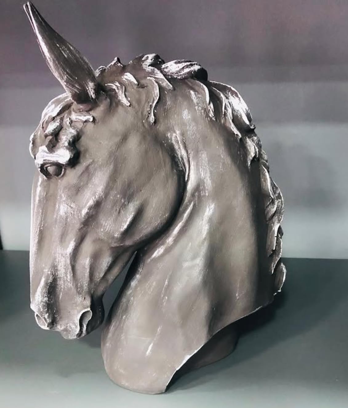 Handmade Horse Head Statue, Elegant Horse Figurine, Horse Head Statue, Horse Sculpture Art, Polyester Horse Statue, Elegant Horse Decor