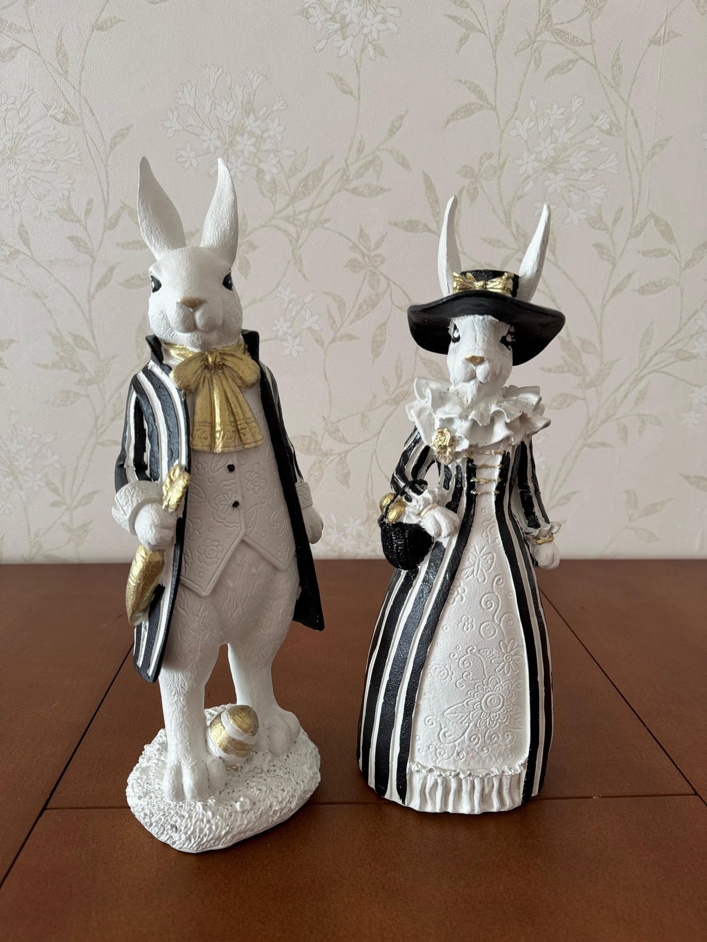 Easter Bunny Decor, Elegant Rabbit Couple, Easter Home Decor, Spring Decoration, Easter Gift, Bunny Sculpture, Easter Rabbit Decor, Easter Rabbit Sculpture