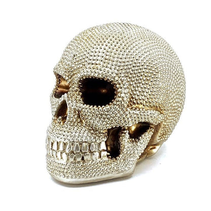 Skull Sculpture with Textured Detail, Gothic Polyester Skull Decor, Skull Decor for Shelves, Textured Surface Skull Decor, Skull Statue, Skull Sculpture, Skull Decor, Skull Objects