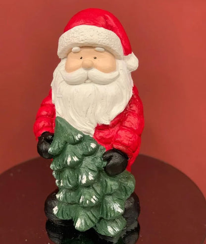 Santa with Christmas Tree Figurine, Decorative Santa Claus, Christmas Decorations, Santa Claus Statue, Christmas Gift, Christmas Santa Decor