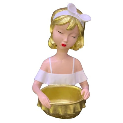Girl Figurine Decor, Girl With Bowl Sculpture, Handmade Lady Bowl, Cute Girl Figurine Holder, Lady Hamper Figurine, Girl Sculpture, Girl Statue, Girl Decor, Girl Objects