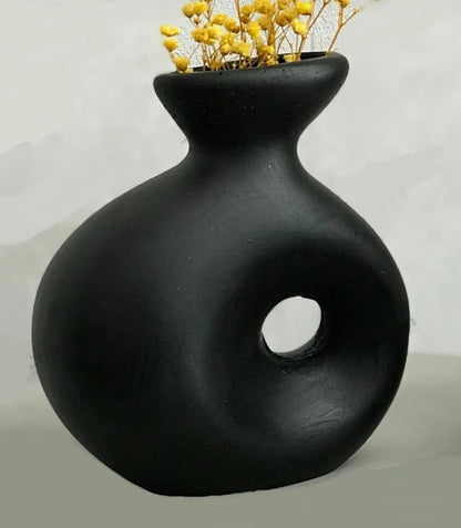Holey Ceramic Vase, Nordic Style Vase, Round Vase with Hole, Decorative Vase for Dried Flowers, Scandinavian Style Vase, Boho Vase, Ceramic Vase, Round Vase, Scandinavian Vase