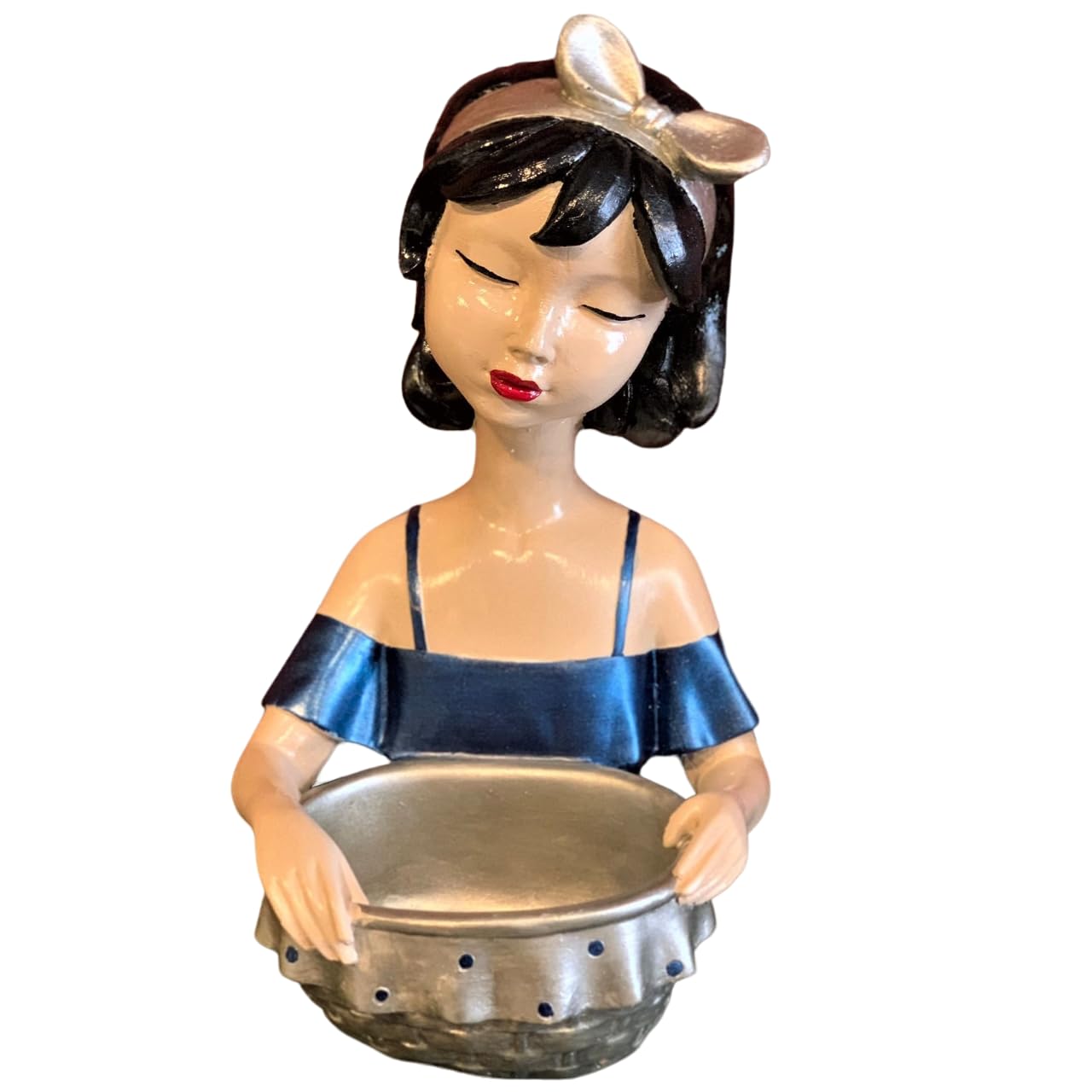 Girl Figurine Decor, Girl With Bowl Sculpture, Handmade Lady Bowl, Cute Girl Figurine Holder, Lady Hamper Figurine, Girl Sculpture, Girl Statue, Girl Decor, Girl Objects