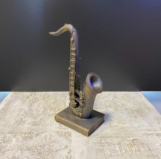 Saxophone Decor Statue, Jazz Music Decor, Saxophone Sculpture, Music Lover Gift, Jazz Home Decor, Saxophone Bookends, Musician Desk Decor