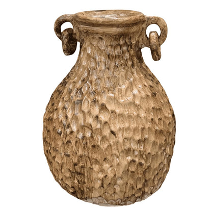 Textured Decorative Vase with Handles, Modern Rustic Vase, Unique Honeycomb Pattern Vase, Honeycomb Pattern Vase, Loop Handle Vase