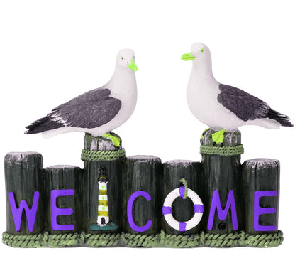 Nautical Seagull Welcome Sign Sculpture, Seagull Welcome Sign, Coastal Home Decor, Nautical Beach Decor, Welcome Sign Gift, Seagull Statue