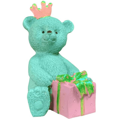 Gift Wrapped Bear Statue, Crowned Bear Figurine, Handmade Gift Bear Statue, Crowned Bear Statue, Handmade Bear Statue, Crowned Bear Decor, Crowned Bear Sculpture, Gift Wrapped Bear Decor