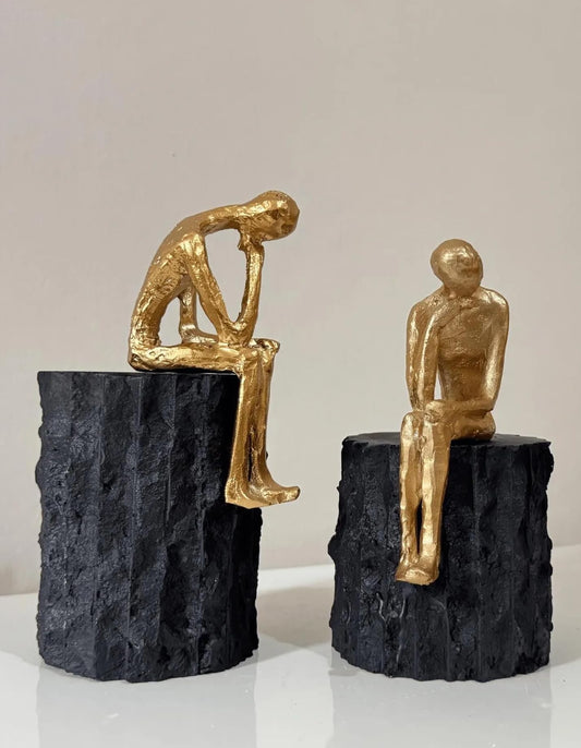 Thinker Human Sculpture Set of 2, Abstract Human Sculpture, Minimalist Human Figure Art, Modern Art Sculpture, Thinker Man Decor, Thinker Man Sculpture, Thinker Man Statue