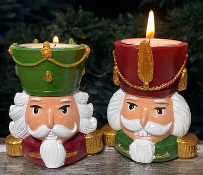 Nutcracker Candle Holders Set of 2, Nutcracker Candle Holders, Festive Nutcracker Decor, Small Holiday Candle Holders, Nutcracker Candle Set, Handmade Candlestick