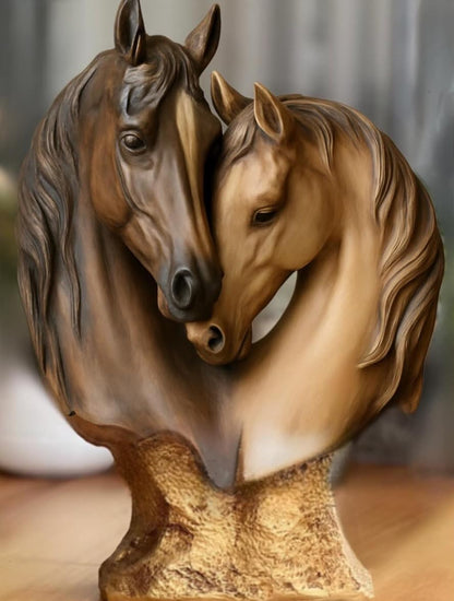 Soul Mate Horse Statue, Soulmate Horse Bust, Double Horse Head Sculpture, Double Horse Head Statue, Horse Couple Statue, Horse Couple Decor