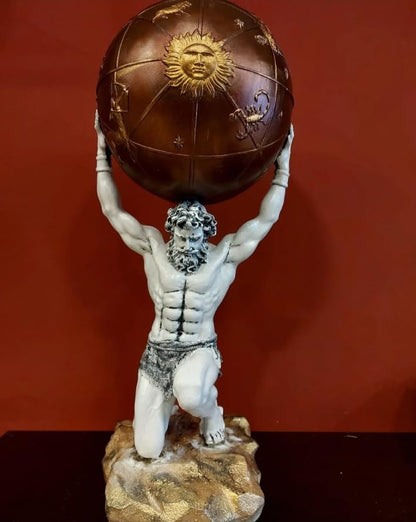 Atlas hält die Globus-Statue, Atlas-Figur, griechische Mythologie-Dekor, Atlas-Skulptur, Mythologie-Kunst-Dekor, Mythologie-Statue, Atlas-Büste-Dekor, Atlas-Statue