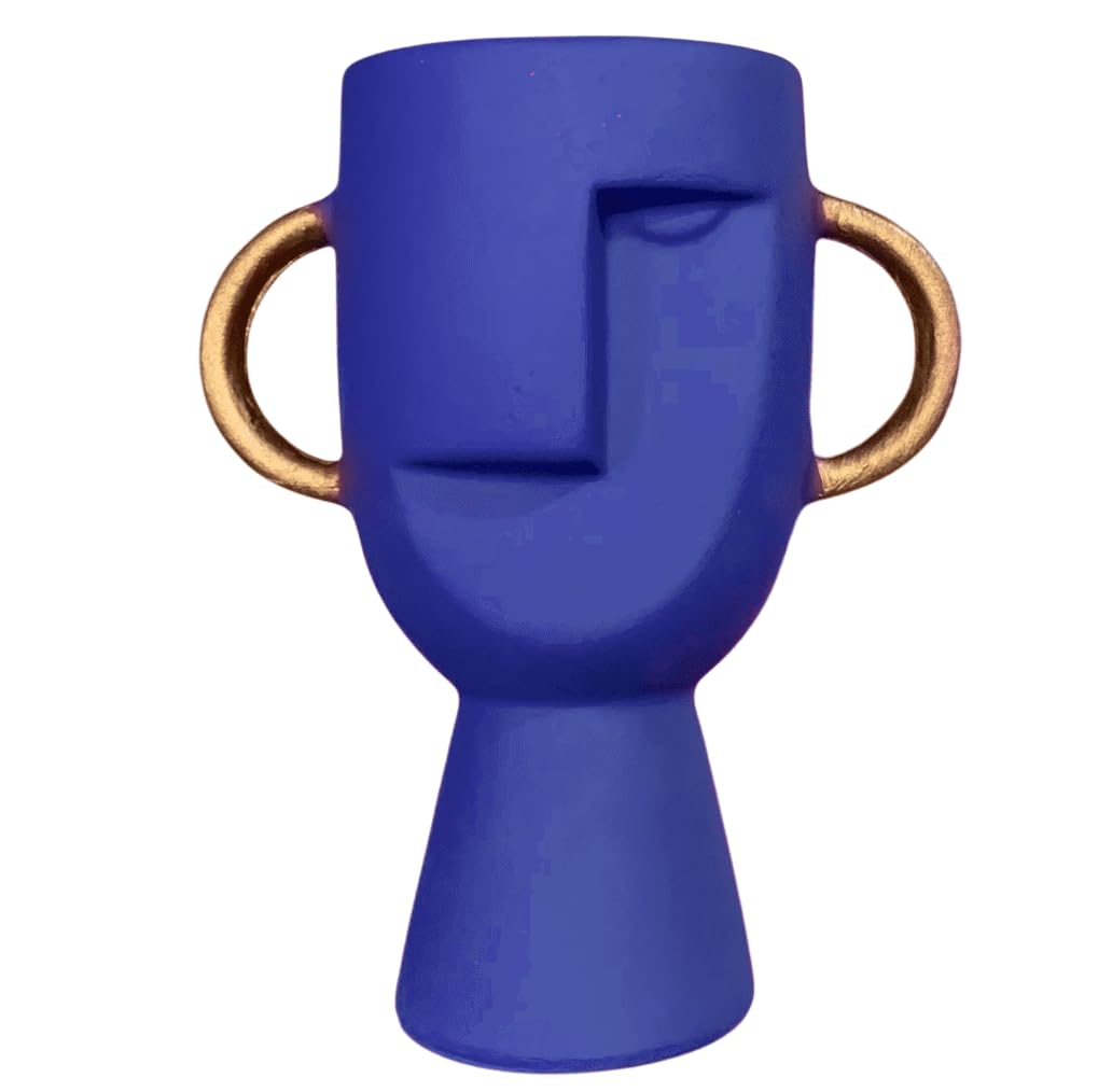 Abstract Face Vase with Dual Handles, Abstract Face Vase, Nordic Style Vase, Polyester Face Art, Small Face Vase, Twin Handle Sculpture