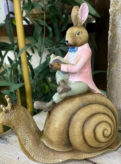 Whimsical Rabbit Snail Figurine, Animal Decor, Rabbit Snail Figurine, Rabbit Snail Sculpture, Rabbit Snail Decor, Rabbit Sculpture, Easter Rabbit Decor, Easter Bunny Decor
