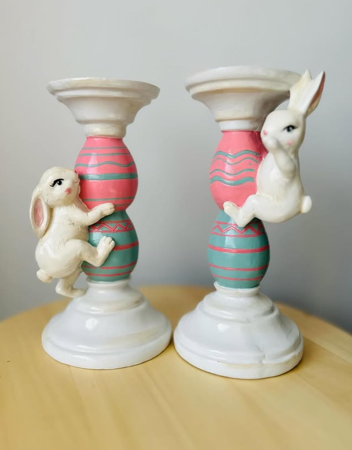 Easter Bunny Candle Holder Set with Climbing Rabbits and Egg Design, Easter Rabbit Candle Holder, Easter Rabbit Candlesticks, Bunny Candle Holder, Rabbit Candle Holder