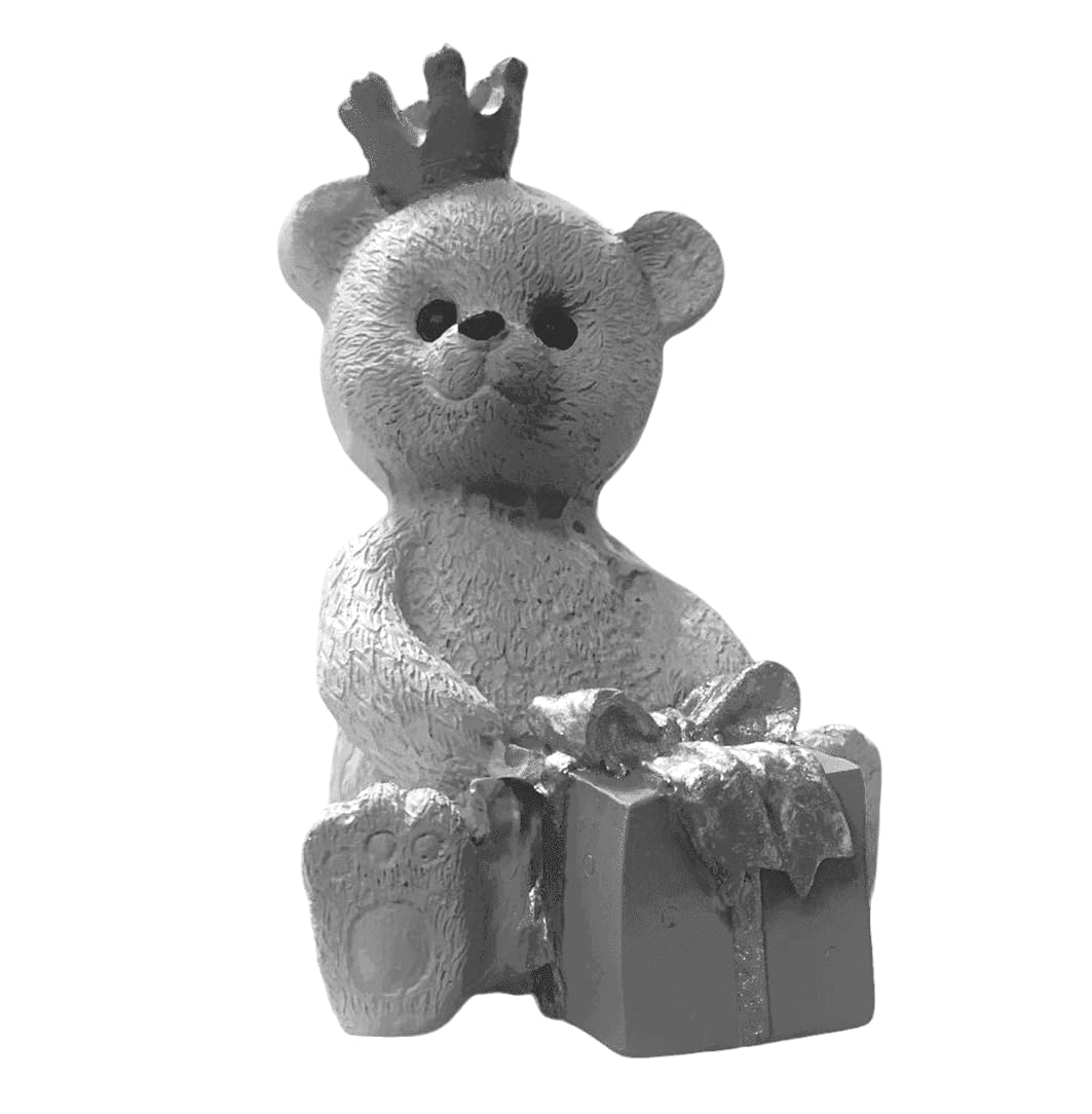 Gift Wrapped Bear Statue, Crowned Bear Figurine, Handmade Gift Bear Statue, Crowned Bear Statue, Handmade Bear Statue, Crowned Bear Decor, Crowned Bear Sculpture, Gift Wrapped Bear Decor