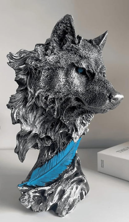 Wolf Head Sculpture, Wolf Lover Gift, Rustic Wolf Home Decor, Wolf Bust, Wildlife Lover Gift, Polyester Wolf Statue, Gothic Wolf Figurine, Wolf Head Statue, Wolf Head Decor