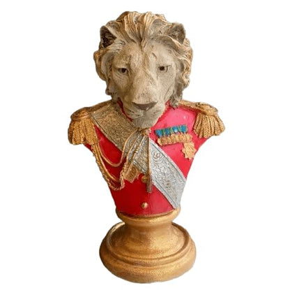 Royal Lion Statue Bust in Military Uniform, Lion Bust Sculpture, Regal Lion Statue, King Lion Decor, Military Lion Bust, Lion Head Statue, Lion Head Decor, Lion Head Sculpture