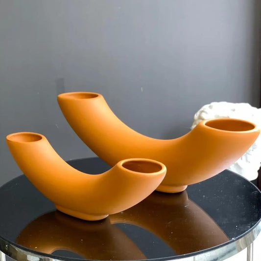 Minimalist Arch Vase Set of 2, Horn Ceramic Vase, Scandinavian Style Vase, Boho Home Decor, Decorative Object, Handmade Art Decor, Horn Vase, Ceramic Horn Vase, Boho Vase