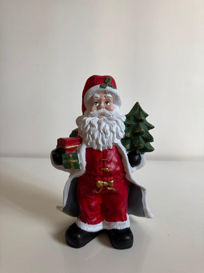 Santa Claus with Christmas Tree and Gift, Acrylic Hand-Painted Christmas Decor, Christmas Decor, Santa Claus Statue, Santa Claus Decor, Santa Claus Sculpture