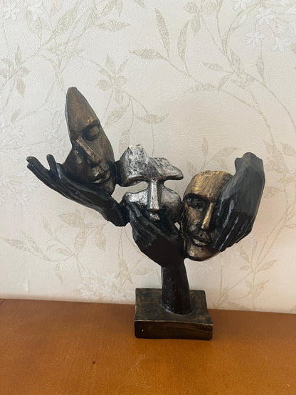 Abstract Three Face On Hand Statue, Tabletop Art Decor, Modern Face Sculpture, Abstract Design Decor, Face Sculpture, Face Statue, Face Decor, Face Objects, Face Figurine