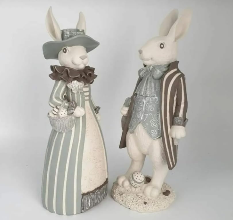 Easter Bunny Decor, Elegant Rabbit Couple, Easter Home Decor, Spring Decoration, Easter Gift, Bunny Sculpture, Easter Rabbit Decor, Easter Rabbit Sculpture