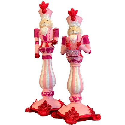 Christmas Nutcracker Candle Holders Set Of 2, Hand-Painted Festive Candle Holders, Nutcracker Figurine Candle Stands, Holiday Tabletop Decor, Nutcracker Candlestick