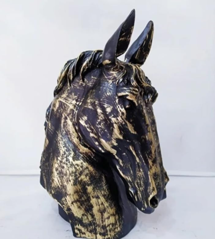 Handmade Horse Head Statue, Elegant Horse Figurine, Horse Head Statue, Horse Sculpture Art, Polyester Horse Statue, Elegant Horse Decor