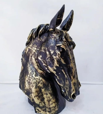Handmade Horse Head Statue, Elegant Horse Figurine, Horse Head Statue, Horse Sculpture Art, Polyester Horse Statue, Elegant Horse Decor