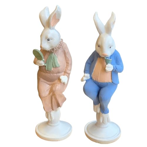 Hasenfiguren mit Spiegel, Hasenfiguren mit Glas, Osterhasen Deko, Osterhasen Deko, Osterhasen Skulptur, Osterhasen Skulptur