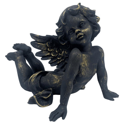 Reclining Angel Statue, Elegant Decorative Cherub Figurine, Reclining Angel Decor, Handmade Reclining Angel Figurine, Elegant Angel Decor, Reclining Angel Sculpture, Reclining Angel Object