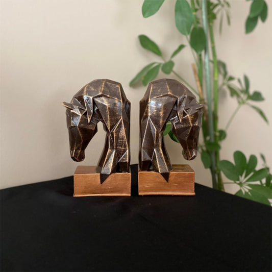 Geometric Horse Bookends, Polyester Book Holder Set, Horse Head Bookends, Decorative Bookends, Minimalist Horse Bookends, Horse Bookends