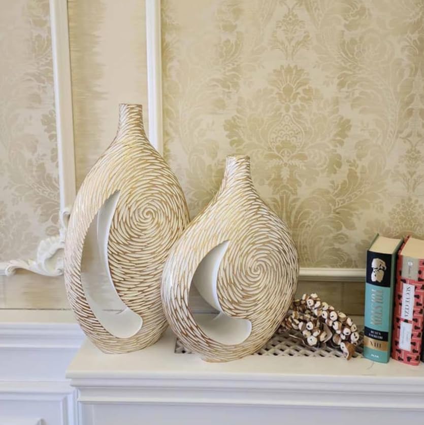 Modern Polyester Decorative Vase, Contemporary Art Vase, Large Table Vase, Modern Polyester Vase, Textured Polyester Vase, Polyester Vase, Polyester Decorative Vase