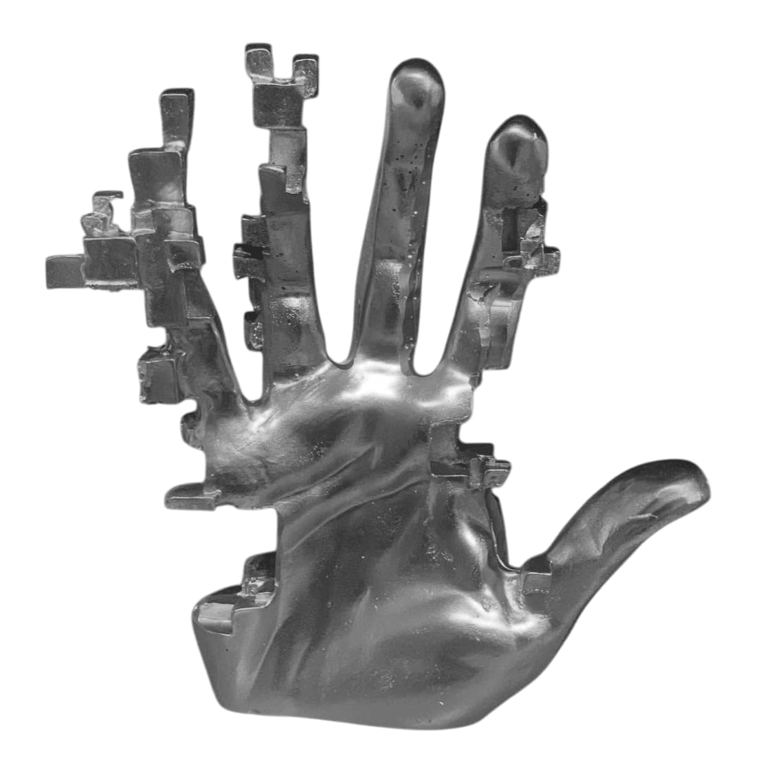 Modern Abstract Hand Sculpture, Futuristic Pixel Style Hand Statue, Pixel Style Sculpture, Pixelated Hand Statue, Pixelated Hand Sculpture