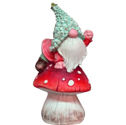 Whimsical Garden Gnome on Mushroom, Mushroom Dwarf Statue, Polyester Dwarf Statue, Garden Gnome Sitting on Mushroom, Dwarf Garden Statue, Mushroom Dwarf Sculpture, Dwarf Garden Sculpture