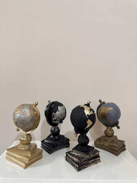 Globe Trinket for Desk, Small Decorative Globe, Globe Sculpture for Office, Vintage Style World Globe, Home Accents, World Map Decor, World Map Sculpture