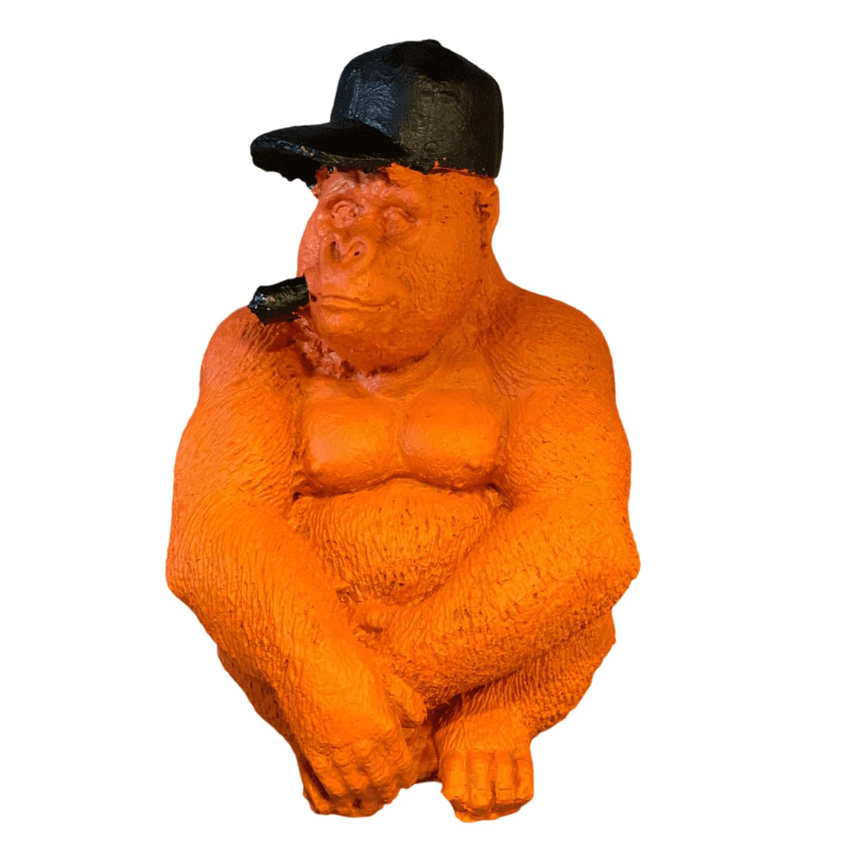 Smoking Gorilla Statue with Cap, Cool Gorilla Smoking Pipe Decor, Urban Style Gorilla Statue with Hat, Gorilla Statue with Cigarette and Cap