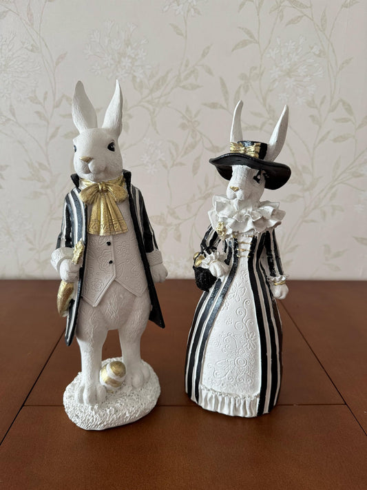 Easter Bunny Decor, Elegant Rabbit Couple, Easter Home Decor, Spring Decoration, Easter Gift, Bunny Sculpture, Easter Rabbit Decor, Easter Rabbit Sculpture