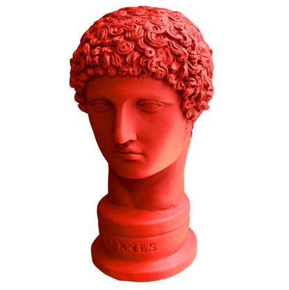 Griechische Hermes-Statue, abstraktes Gesicht, griechische Büstenskulptur, zeitgenössische griechische Mythologie-Skulptur, klassischer Büsten-Wohnakzent