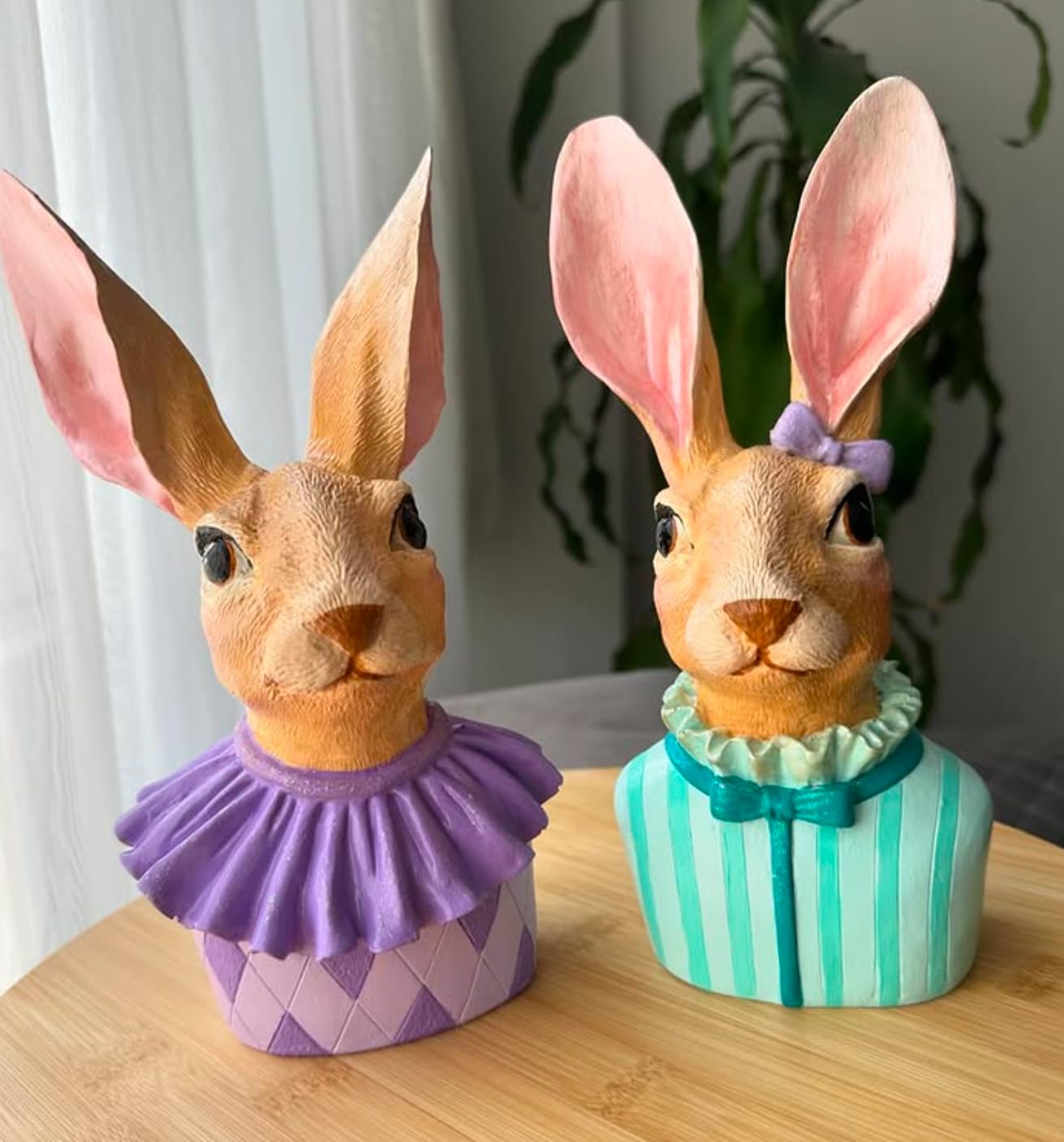 Bunny Bust Figurines, Bunny Bust Decor, Rabbit Figurines Set, Bunny Art Decor, Bunny Decor, Easter Rabbit Figurine, Handmade Rabbit Figurine
