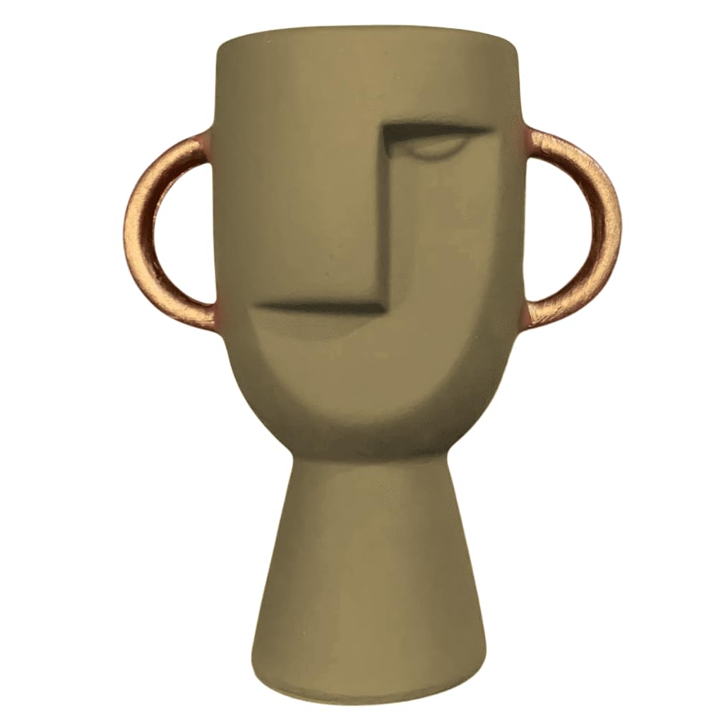 Abstract Face Vase with Dual Handles, Abstract Face Vase, Nordic Style Vase, Polyester Face Art, Small Face Vase, Twin Handle Sculpture