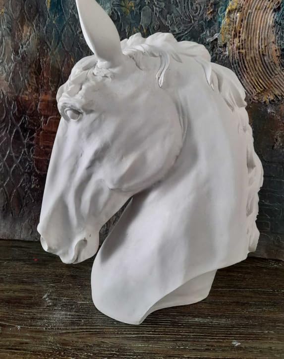 Handmade Horse Head Statue, Elegant Horse Figurine, Horse Head Statue, Horse Sculpture Art, Polyester Horse Statue, Elegant Horse Decor