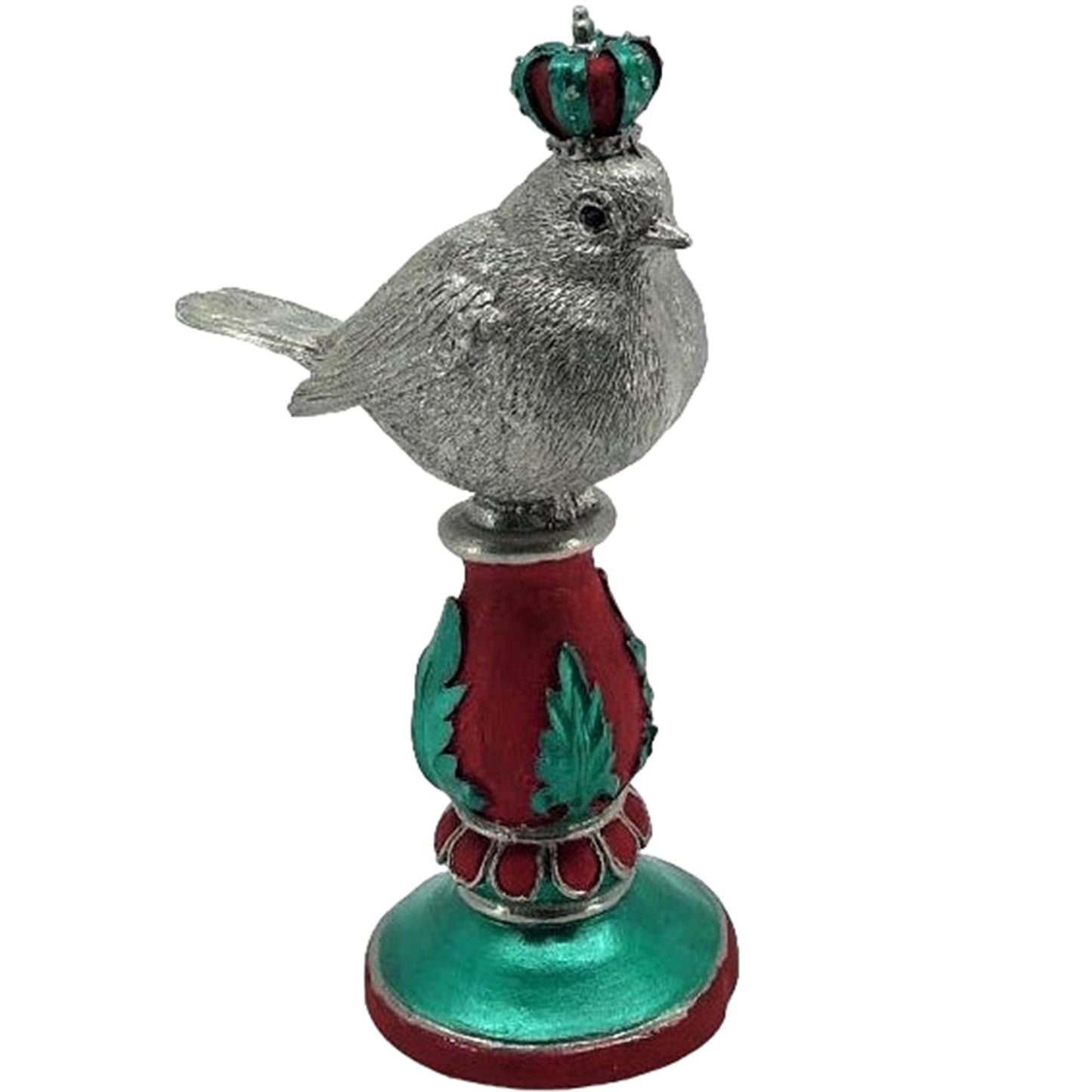 Vintage Crowned Bird Figurine on Leaf Base, Decorative Bird Statue, Bird Decor, Crowned Bird Decor, Bird Sculpture, Royal Bird Statue