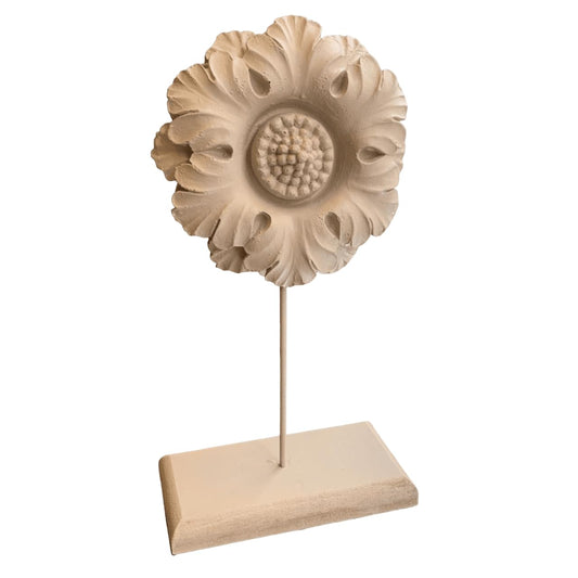 Terracotta & Ivory Flower Sculpture, Boho Flower Art Decor, Terracotta Sunflower Decor, Floral Stand Decor, Floral Pedestal Sculpture, Floral Pedestal Decor, Floral Pedestal Statue