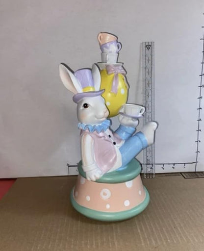 Alice in Wonderland Style Spring Home Decor, Easter Bunny Statue, Easter Shelf Sitter, Quirky Rabbit Statue, Bunny Easter Figurine, Easter Rabbit Statue, Rabbit Decor, Bunny Decor