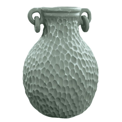 Textured Decorative Vase with Handles, Modern Rustic Vase, Unique Honeycomb Pattern Vase, Honeycomb Pattern Vase, Loop Handle Vase