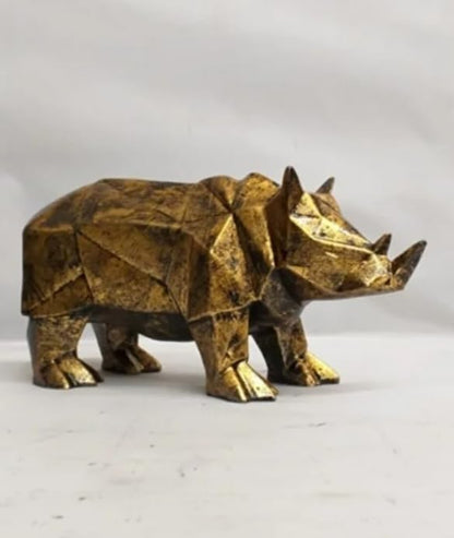Modern Geometric Rhino Statue in Cubic Design, Geometric Rhino Sculpture, Cubic Rhino Statue, Minimalist Rhino Decor, Abstract Rhino Decor
