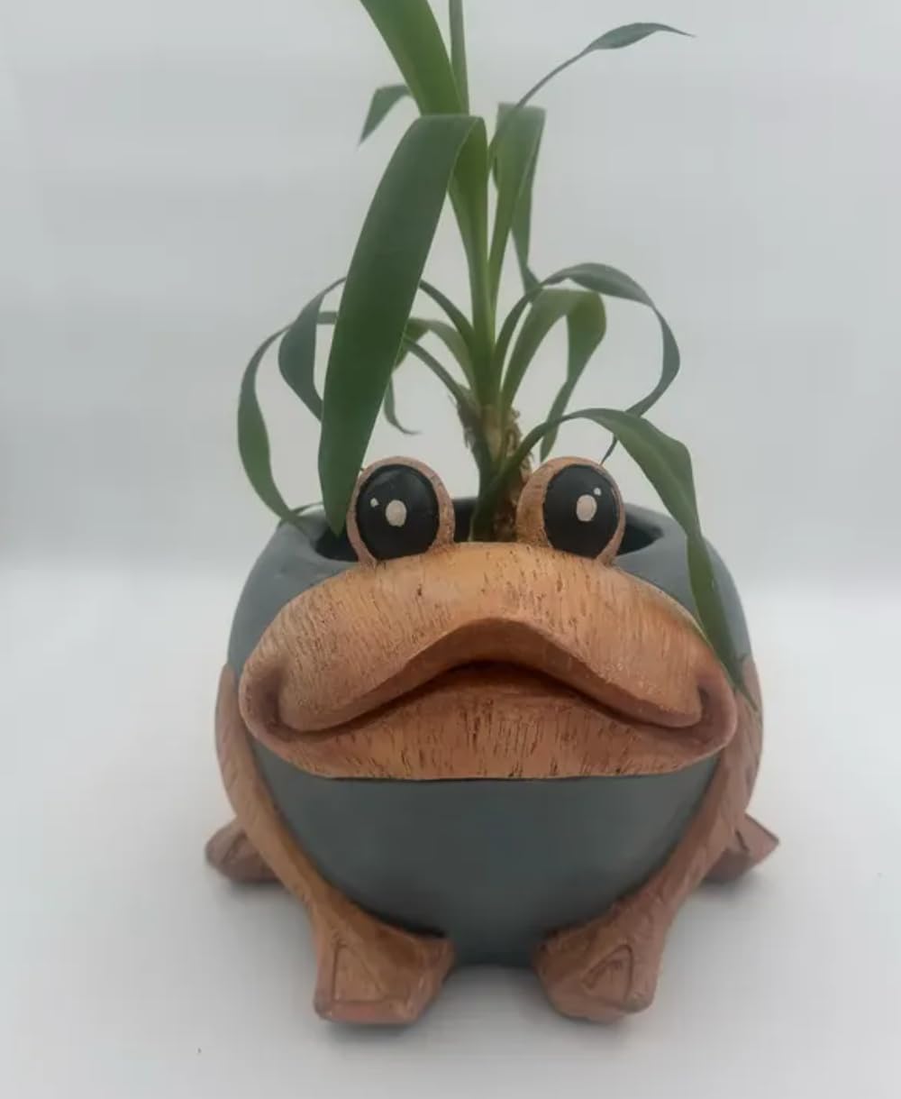 Frog Planter Pot, Frog Shaped Flower Pot Planter, Frog Planter for Indoor, Frog Vase, Frog Themed Vase, Gift For Frog Lovers, Frog Plant Pot